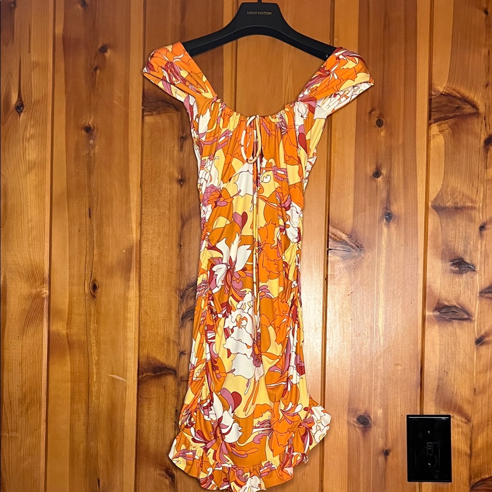Diane Von Furstenberg Orange Floral Mini Dress